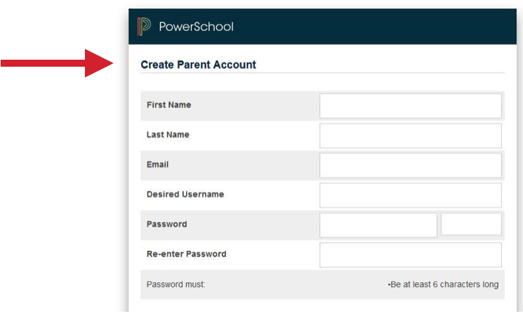Visual of the Create Parent Account screen described in the text instructions above this image.