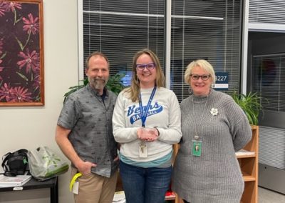 Impact Maker for March Natalie Horn with KHS Principal Matt Bieber and Superintendent Dr. Mika